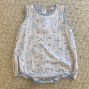 TBBC Lion Print Sleeveless Romper in White and Light Blue SIZE 3T